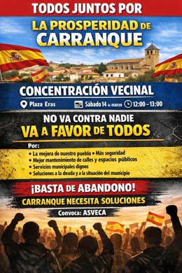 Asveca convoca a los vecinos de Carranque a una concentración para exigir mejoras en el pueblo: "¡Basta de abandono!"