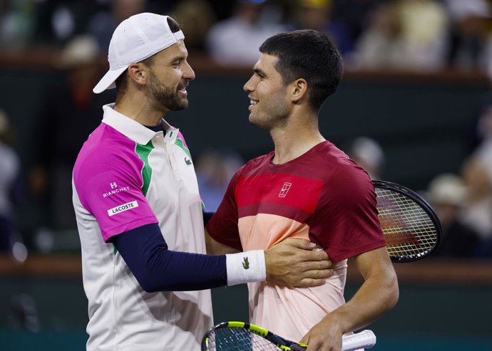 Archivo - Grigor Dimitrov y Carlos Alcaraz, Indian Wells