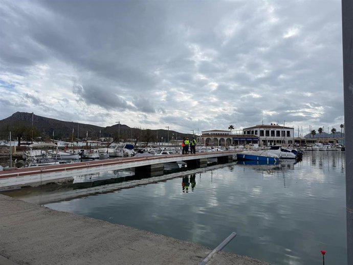 Avanzan las obras de renovación del segundo pantalán del puerto de Pollença