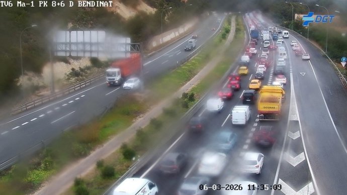 Un accidente de tráfico provoca tres kilómetros de retenciones en la autopista de Andratx