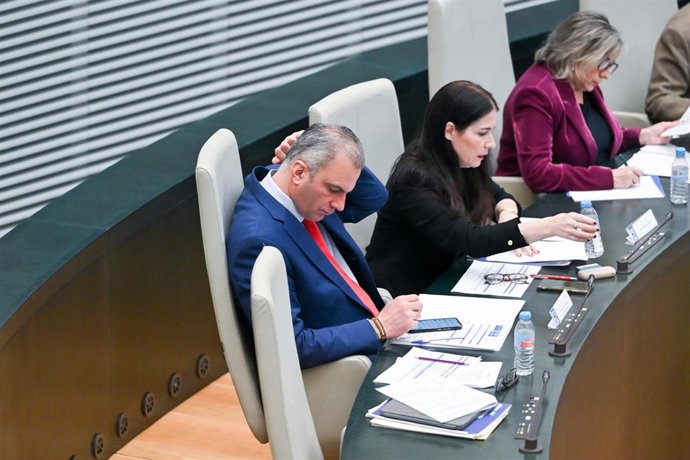 El exportavoz de VOX en el Ayuntamiento, Javier Ortega Smith, durante una sesión ordinaria del Pleno del Ayuntamiento de Madrid, en el Palacio de Cibeles, a 24 de febrero de 2026, en Madrid (España)