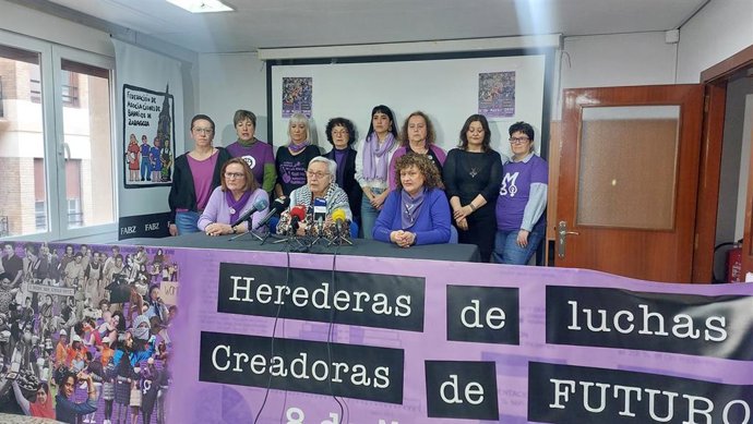 Rueda de prensa de la Coordinadora de Organizaciones Feministas de Zaragoza para presentar la manifestación del 8M.