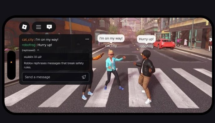 Nova função de reformulação de linguagem inadequada nos chats do Roblox.