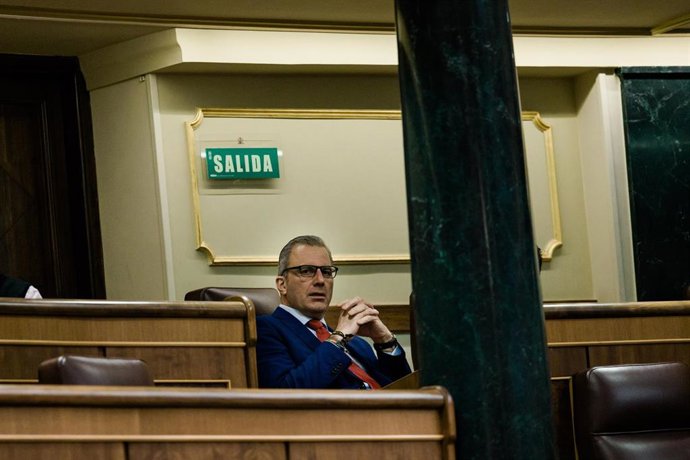 El exportavoz de VOX en el Ayuntamiento de Madrid, Javier Ortega Smith, durante una sesión plenaria en el Congreso de los Diputados, a 24 de febrero de 2026, en Madrid (España). 