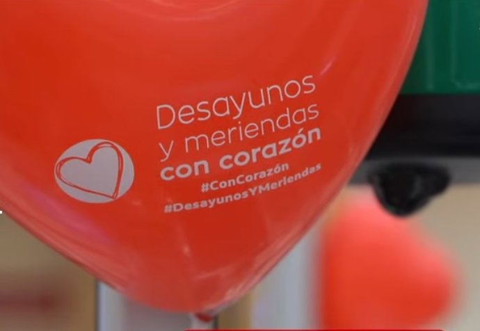 Archivo - Imagen de un globo de la campaña 'Desayunos y meriendas con corazón'.