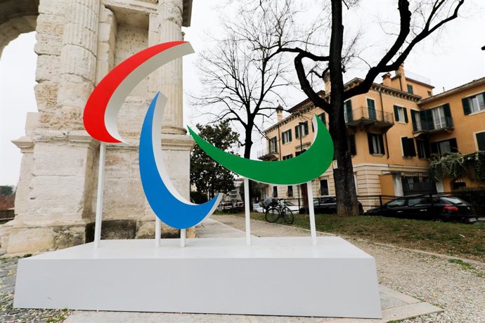 March 5, 2026, Verona, Veneto, Italy: Agistos are seen by Arco dei Gavi in Verona one day before the Opening Ceremony of the Milano Cortina 2026 Paralympic Winter Games.