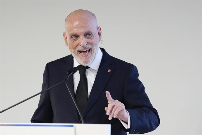 Archivo - Arquivo - Javier Tebas, presidente da LaLiga, durante os Desayunos Deportivos Europa Press com Javier Tebas, presidente da LaLiga, na Universidade Camilo José Cela, em 13 de janeiro de 2026, em Madri, Espanha.