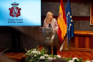 La presidenta del Tribunal Supremo y del Consejo General del Poder Judicial, Isabel Perelló, preside el acto de entrega de los XX Premios anuales del Observatorio contra la Violencia Doméstica y de Género, a 6 de marzo de 2026, en Madrid (España).