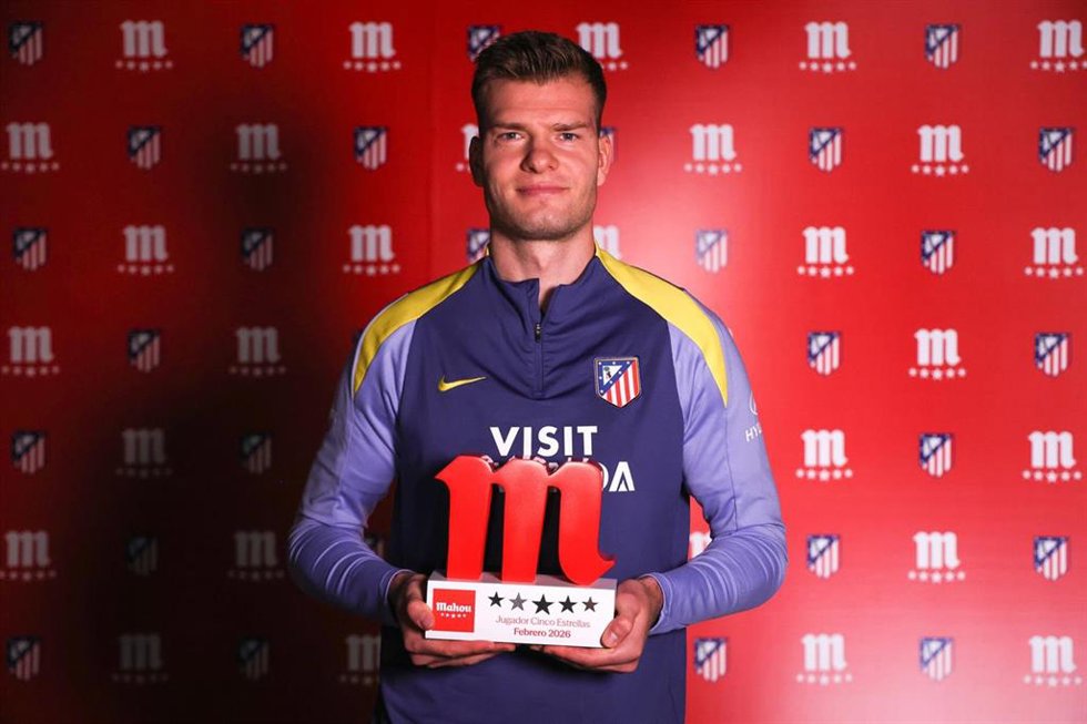 El jugador del Atlético de Madrid Alexander Sorloth, elegido 'Jugador Cinco Estrellas de febrero'