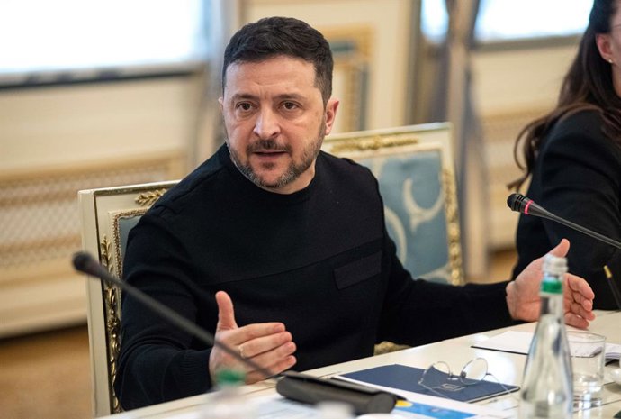 March 5, 2026, Kyiv, Ukraine: President of Ukraine Volodymyr Zelenskyy speaks during a joint briefing with government officials in Kyiv, Ukraine, on March 5, 2026