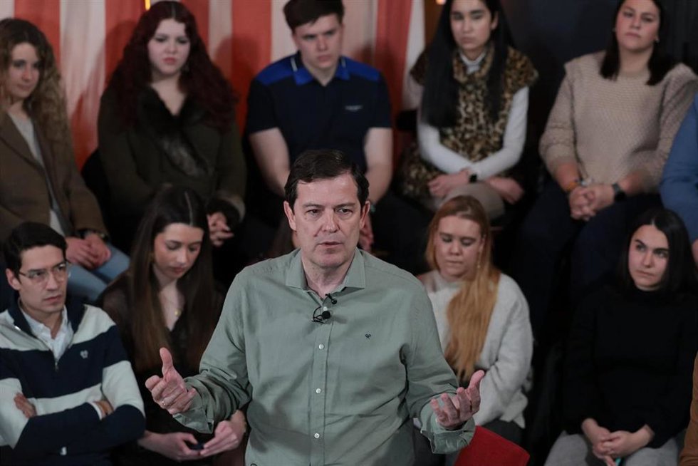 Mañueco, durante su intervención en un acto organizado por Nuevas Generaciones en Valladolid.