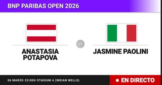 Anastasia Potapova - Jasmine Paolini: resumen y estadísticas del partido de Treintaidosavos de final de BNP Paribas Open