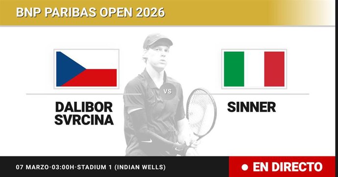 Dalibor Svrcina - Jannik Sinner: resumen y estadísticas del partido de Treintaidosavos de final de BNP Paribas Open