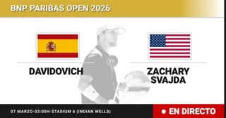 Alejandro Davidovich Fokina - Zachary Svajda: resumen y estadísticas del partido de Treintaidosavos de final de BNP Paribas Open