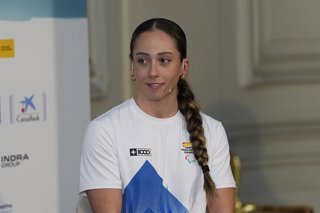 Audrey Pascual during the farewell ceremony for the Spanish athletes who will participate in the Milan-Cortina 2026 Paralympic Games, held at the Italian Embassy in Madrid on February 16, 2026, in Alcala de Henares, Madrid, Spain.