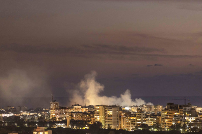 March 6, 2026, Beirut, Beirut, Lebanon: Smoke rises from near Jnah, south of Beirut, after an Israeli attack as seen from Beirut, Lebanon on March 6, 2026. This comes the day after the Israeli military released an evacuation notice threatening all, and a 