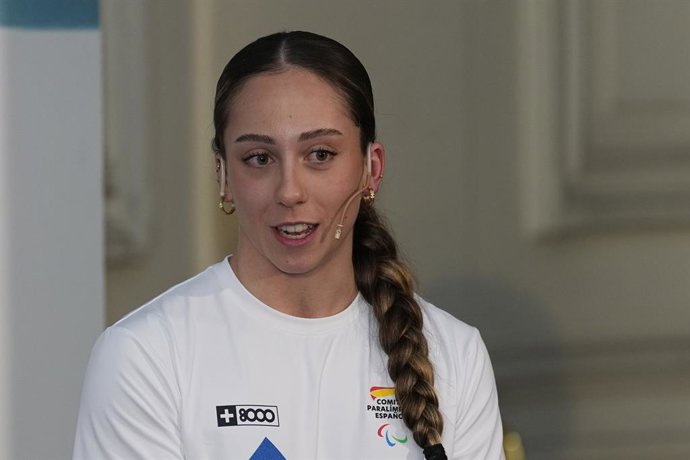 Audrey Pascual durante a cerimônia de despedida dos atletas espanhóis que participarão dos Jogos Paralímpicos de Milão-Cortina 2026, realizada na Embaixada da Itália em Madri, em 16 de fevereiro de 2026, em Alcalá de Henares, Madri, Espanha.