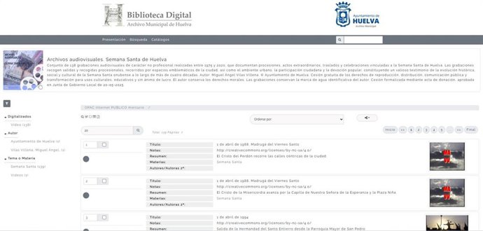 Web del archivo municipal de Huelva