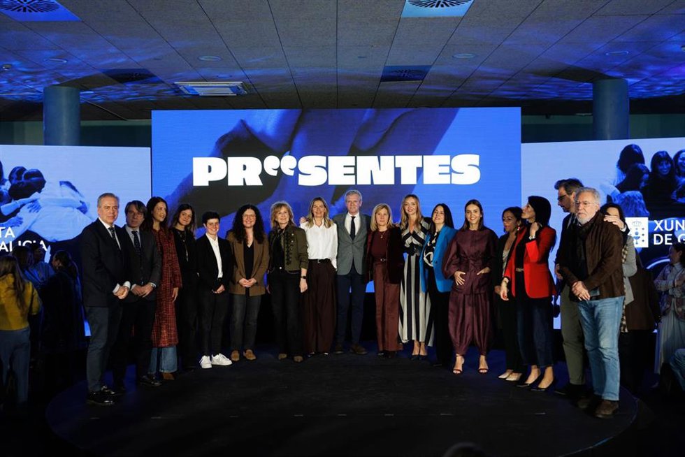 O presidente da Xunta, Alfonso Rueda, acompañado por varios membros do Goberno galego, preside o Acto Institucional con motivo da celebración do 8 de marzo, Día Internacional da Muller. Palexco (A Coruña), 07/03/26.