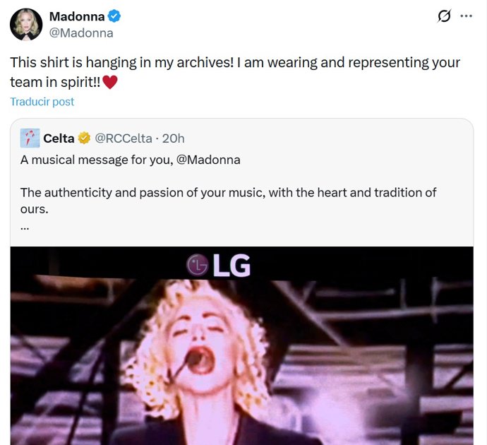 Madonna responde al Celta, a 7 de marzo de 2026.
