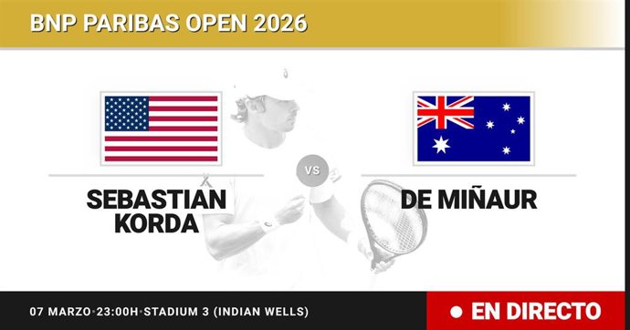 Sebastian Korda - Alex de Minaur: resumen y estadísticas del partido de Treintaidosavos de final de BNP Paribas Open