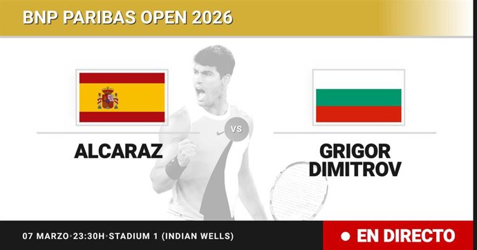 Carlos Alcaraz - Grigor Dimitrov: resumen y estadísticas del partido de Treintaidosavos de final de BNP Paribas Open