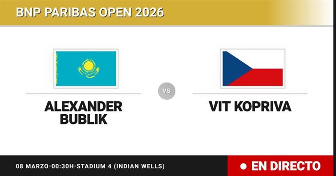 Alexander Bublik - Vit Kopriva: resumen y estadísticas del partido de Treintaidosavos de final de BNP Paribas Open