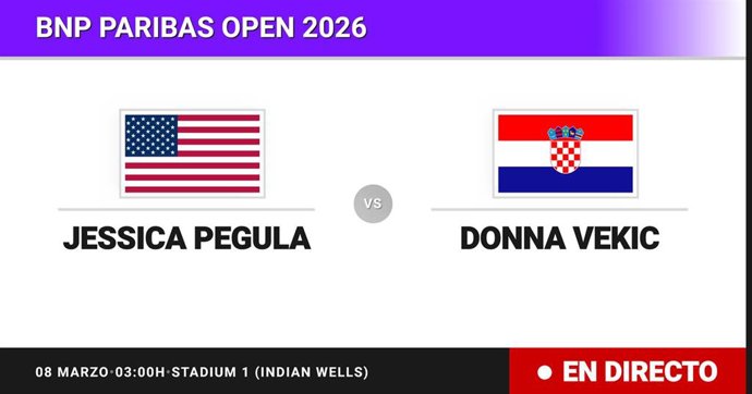 Jessica Pegula - Donna Vekic: resumen y estadísticas del partido de Treintaidosavos de final de BNP Paribas Open