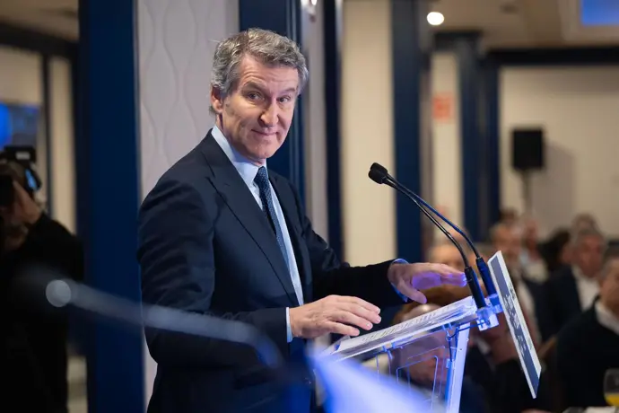 El presidente del PP, Alberto Núñez Feijóo, en Bilbao. - DAVID DE HARO/EUROPA PRESS