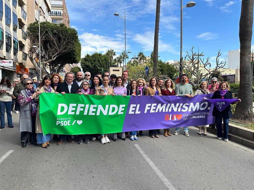 La marcha del PSOE en la manifestación por el 8M.