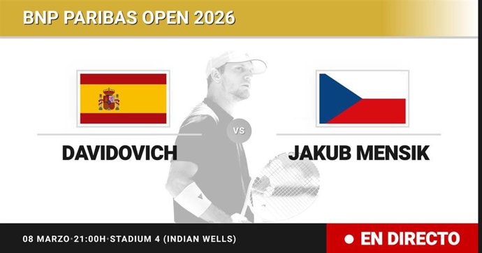 Alejandro Davidovich Fokina - Jakub Mensik: resumen y estadísticas del partido de Dieciseisavos de final de BNP Paribas Open