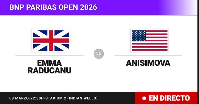 Emma Raducanu - Amanda Anisimova: resumen y estadísticas del partido de Dieciseisavos de final de BNP Paribas Open