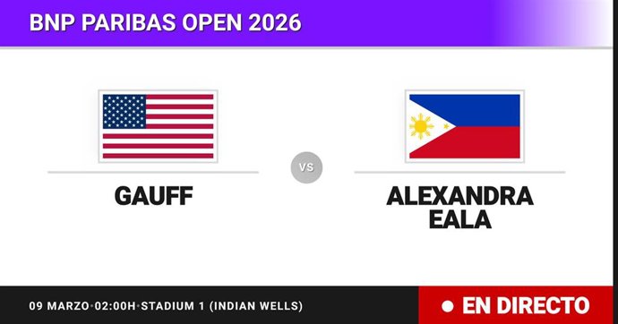 Coco Gauff - Alexandra Eala: resumen y estadísticas del partido de Dieciseisavos de final de BNP Paribas Open