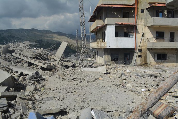 MEIDOUN, March 3, 2026  -- Photo taken on March, 3, 2026 shows ruins after Israeli airstrikes in Meidoun, Lebanon. Tensions between Lebanon and Israel have escalated in recent days, with intensified airstrikes and exchanges of fire along the border, leadi