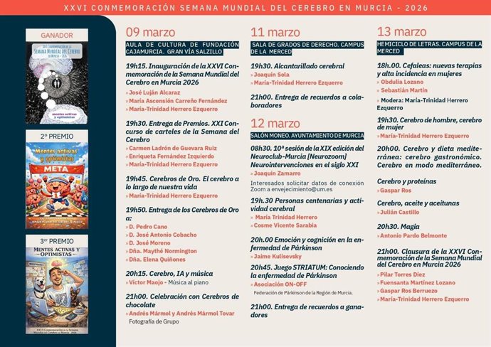 Cartel de la XXVI edición de la Semana Mundial del Cerebro de la UMU