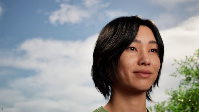 Um exemplo de MetaHuman criado com a ferramenta MetaHuman Creator da Unreal Engine.