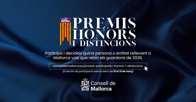 El Consell de Mallorca abre el plazo para presentar candidaturas a los Premios, Honores y Distinciones 2026
