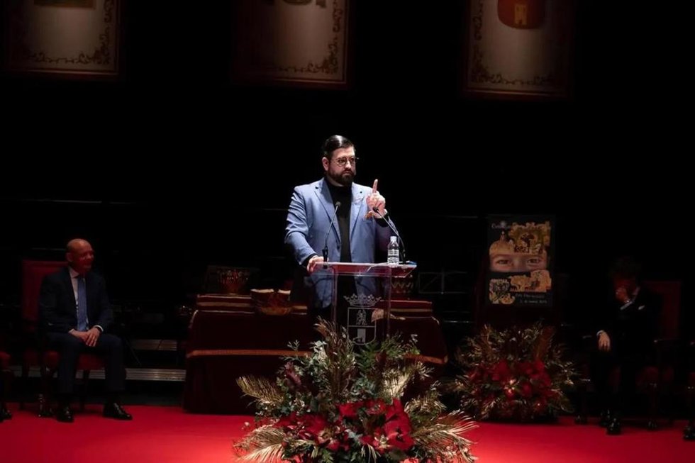 El comunicador y humorista Manu Sánchez interviene en un acto oficial, en foto de archivo.