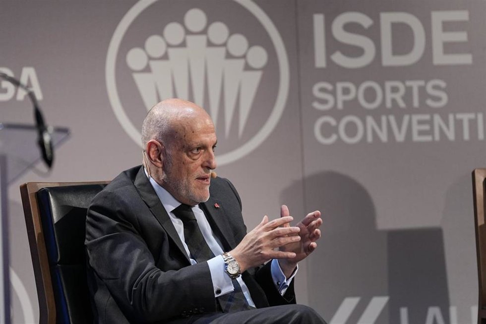 Archivo - El presidente de LaLiga, Javier Tebas, en el ISDE Sports Convention 2025.