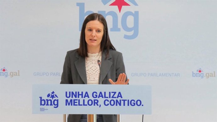 La viceportavoz del BNG Olalla Rodil en rueda de prensa en el Parlamento.
