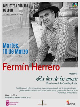 Cartel de la presentación del libro 'La lira de las musas. Poesía actual de Castilla y León', que tendrá lugar en la Biblioteca Pública de León.