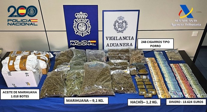 Droga y dinero incautado por Policía Nacional y Aduanas en una asociación cannábica en Las Palmas de Gran Canaria
