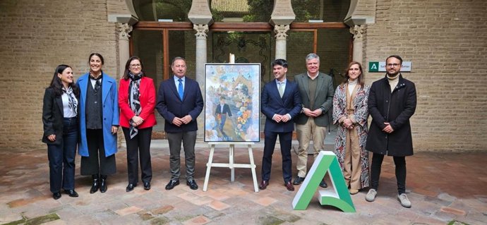 Foto de familia tras la presentación del cartel de la Feria de Abril de Mairena del Alcor.