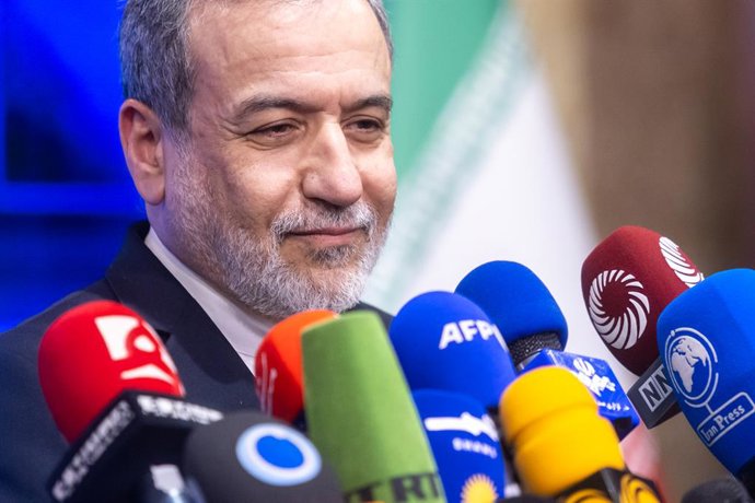 February 8, 2026, Tehran, Iran: Abbas Araghchi Iranâ€s Foreign Ministry seen during his weekly press conference.