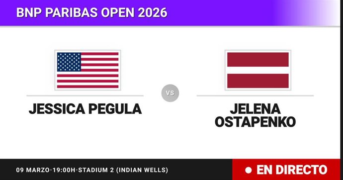 Jessica Pegula - Jelena Ostapenko: resumen y estadísticas del partido de Dieciseisavos de final de BNP Paribas Open