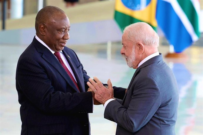 Cyril Ramaphosa y Luiz Inácio Lula da Silva en Brasilia