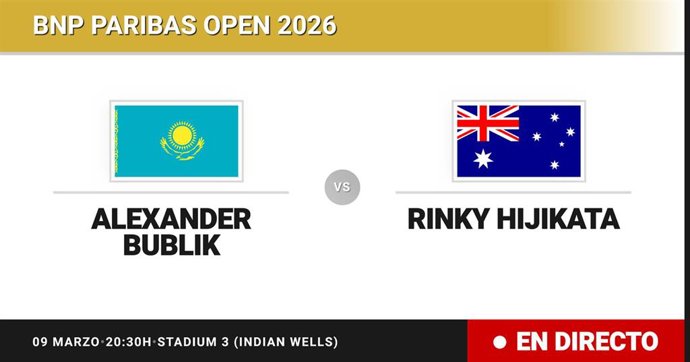 Alexander Bublik - Rinky Hijikata: resumen y estadísticas del partido de Dieciseisavos de final de BNP Paribas Open