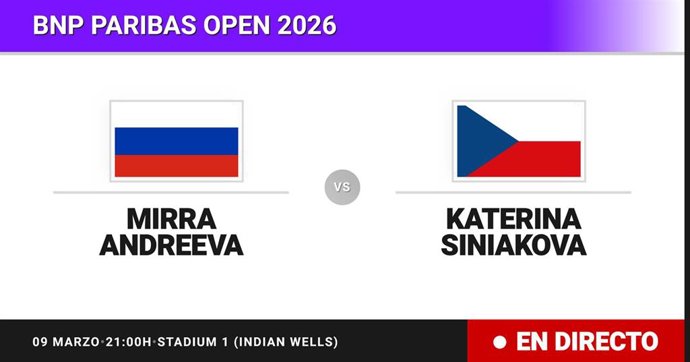 Mirra Andreeva - Katerina Siniakova: resumen y estadísticas del partido de Dieciseisavos de final de BNP Paribas Open