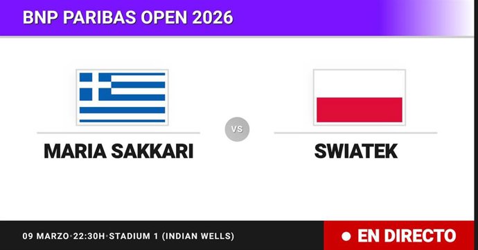 Maria Sakkari - Iga Swiatek: resumen y estadísticas del partido de Dieciseisavos de final de BNP Paribas Open