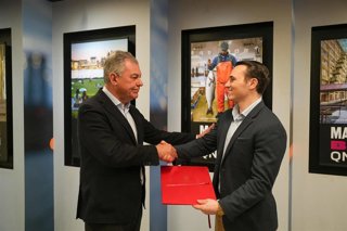 El alcalde de Sevilla, José Luis Sanz, en la reunión de trabajo con responsables de la New York City Economic Development Corporation (Nycedc).